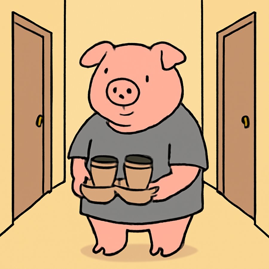 Pig Intern's profile picture, a pink pig in a grey t-shirt